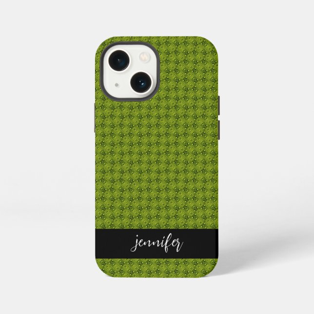 Customisable name Grass with water drops pattern iPhone Case (Back)