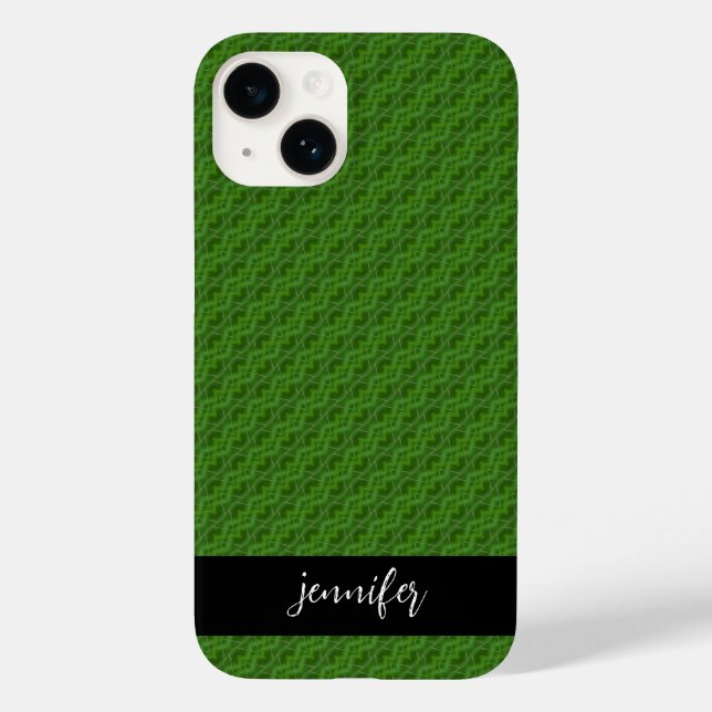 Customisable name Green floral pattern Case-Mate iPhone Case (Back)