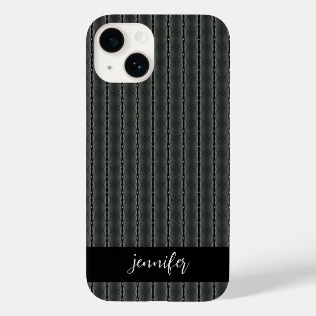 Customisable name Grey steel seamless pattern Case-Mate iPhone Case (Back)