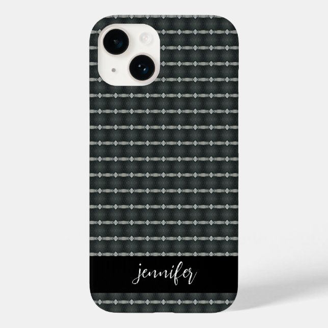 Customisable name Grey steel seamless pattern Case-Mate iPhone Case (Back)