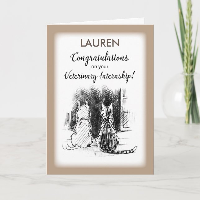 Customisable Name, Lauren, Congratulations on  Vet Card (Front)