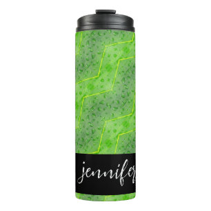 Customisable name Leaves with water drops pattern Thermal Tumbler