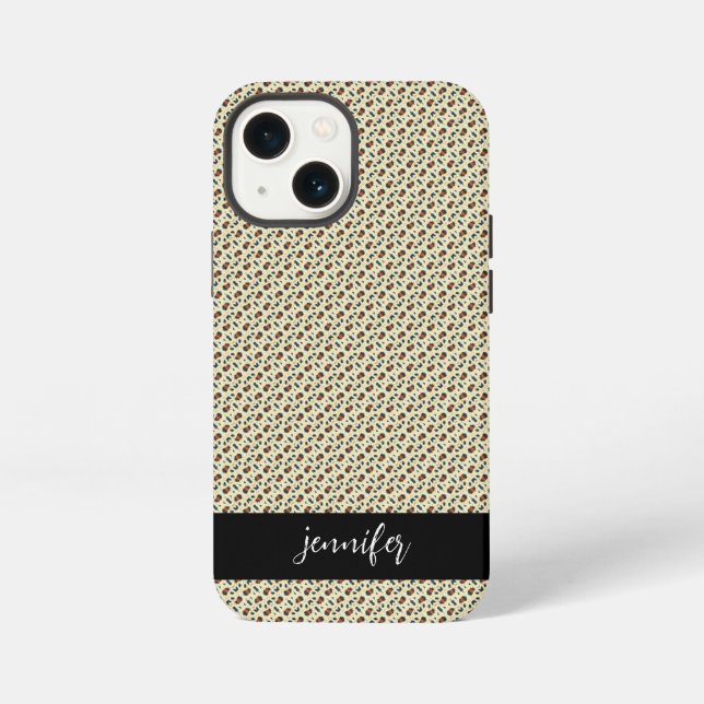 Customisable name Leopard skin pattern iPhone Case (Back)