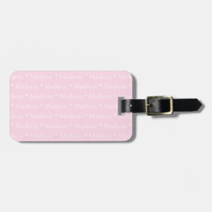 Customisable name, light pink white double sided luggage tag