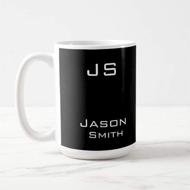 Customisable name, minimalistic initials coffee mug (Left)
