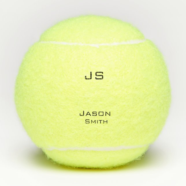 Customisable name, minimalistic initials tennis balls (Front)