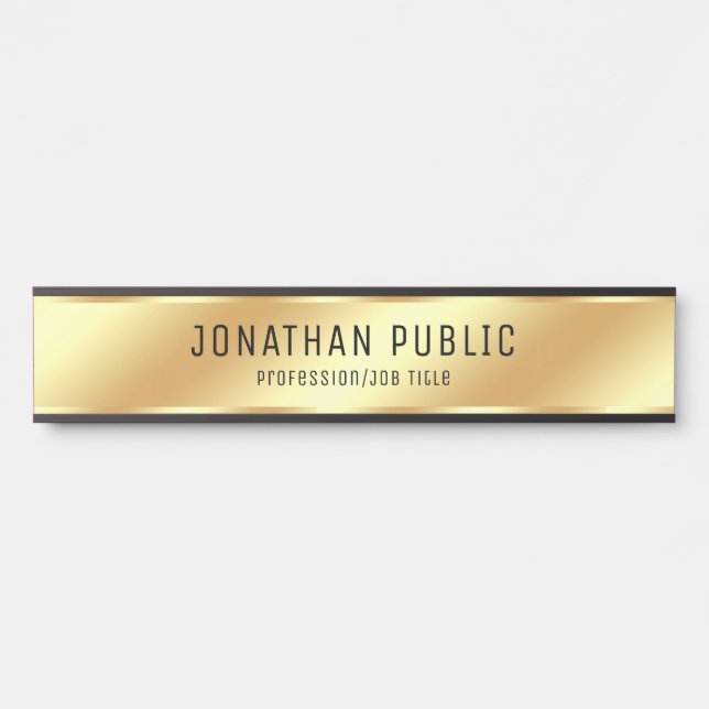 Customisable Name Modern Faux Gold Trendy Long Door Sign (Front)