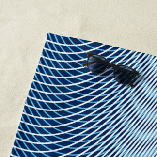 Customisable Name Navy Blue Moiré Effect Trippy Beach Towel