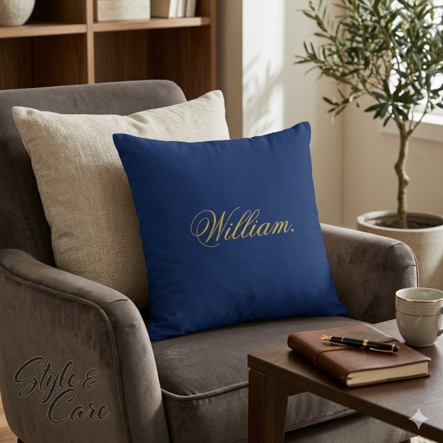 Customisable Name Navy Throw Pillow for Cosy Decor (Customizable Name Navy Throw Pillow for Cozy Decor)