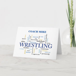 Customisable Name Navy Wrestling Coach Thank You Card