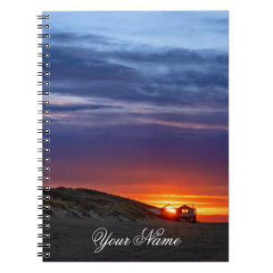 Customisable name ocean lover beach sunset romance notebook