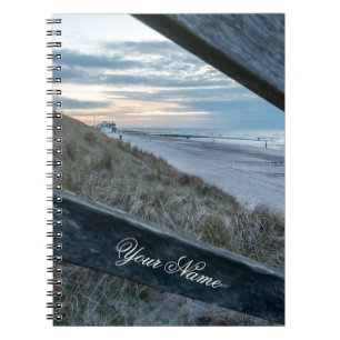 Customisable name ocean lover beach sunset romance notebook