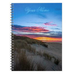 Customisable name ocean lover beach sunset romance notebook