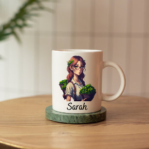 Customisable Name Of A Potted Plants Girl Two-Tone Coffee Mug