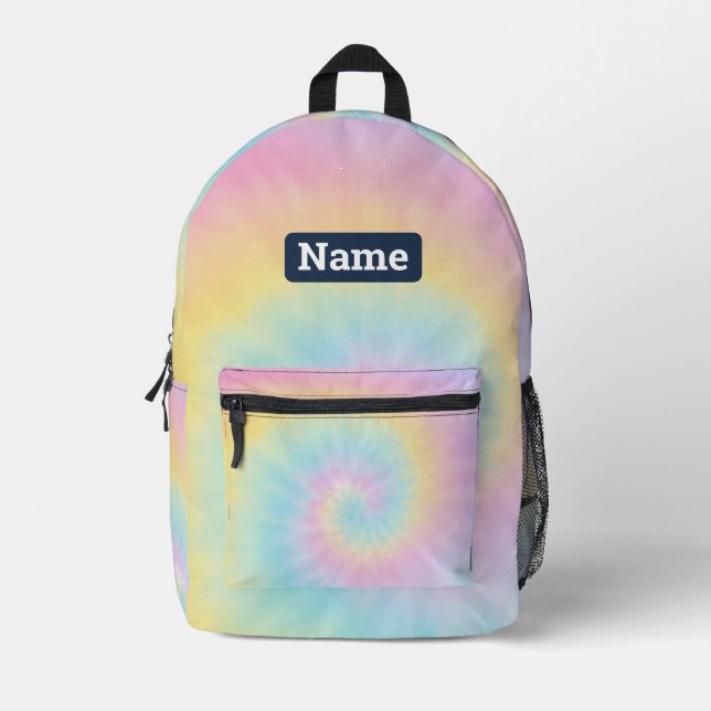 Customisable Name Pastel Tie Dye Backpack (Front)