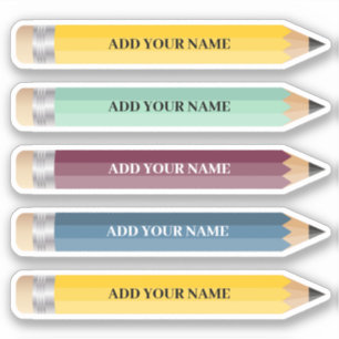 Customisable Name Pencil Sticker Custom-Cut Vinyl