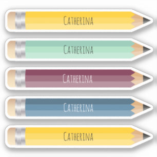 Customisable Name Pencil Sticker Custom-Cut Vinyl