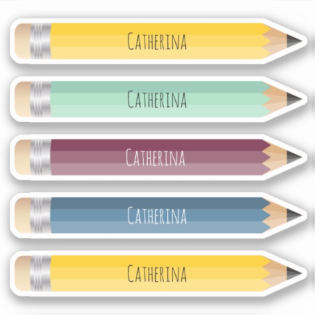 Customisable Name Pencil Sticker Custom-Cut Vinyl (Front)