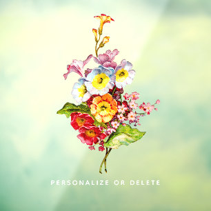 Customisable Name Primrose Vintage Floral Pretty Window Cling