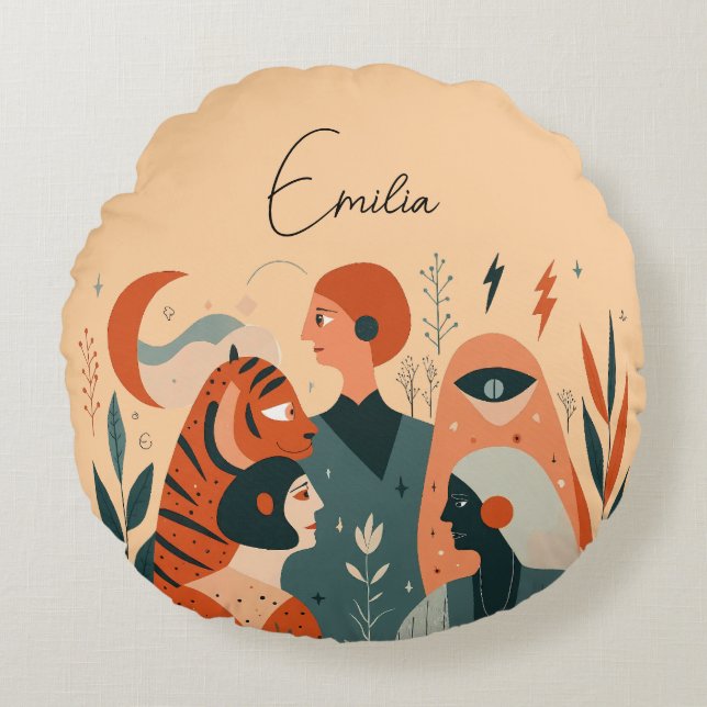 Customisable Name Round Pillow – Perfect for Gifti (Front)