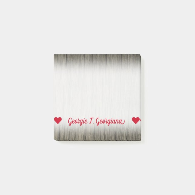 Customisable Name; Rustic Faux Wood Look Pattern Post-it Notes (Front)