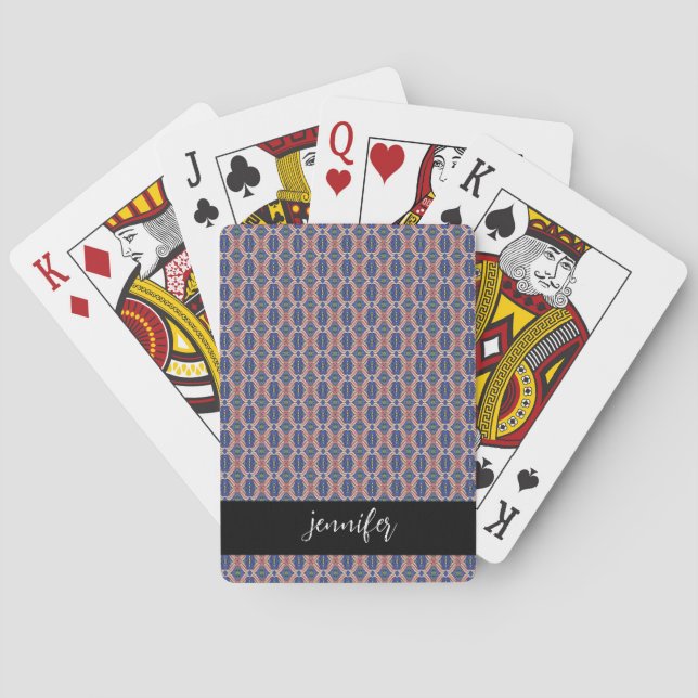 Customisable name Seamless colourful pattern Playing Cards (Back)