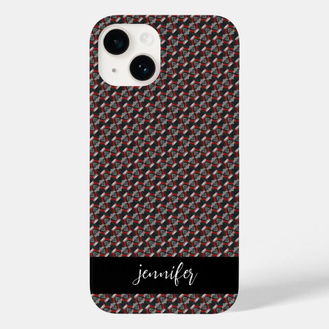 Customisable name Seamless grey pattern Case-Mate iPhone Case (Back)
