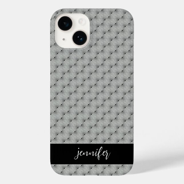 Customisable name Seamless grey pattern Case-Mate iPhone Case (Back)
