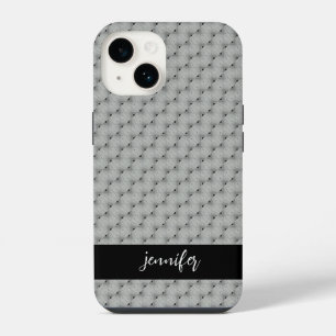 Customisable name Seamless grey pattern iPhone 14 Case