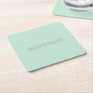 Customisable name "Snuggles" seafoam mint green Square Paper Coaster