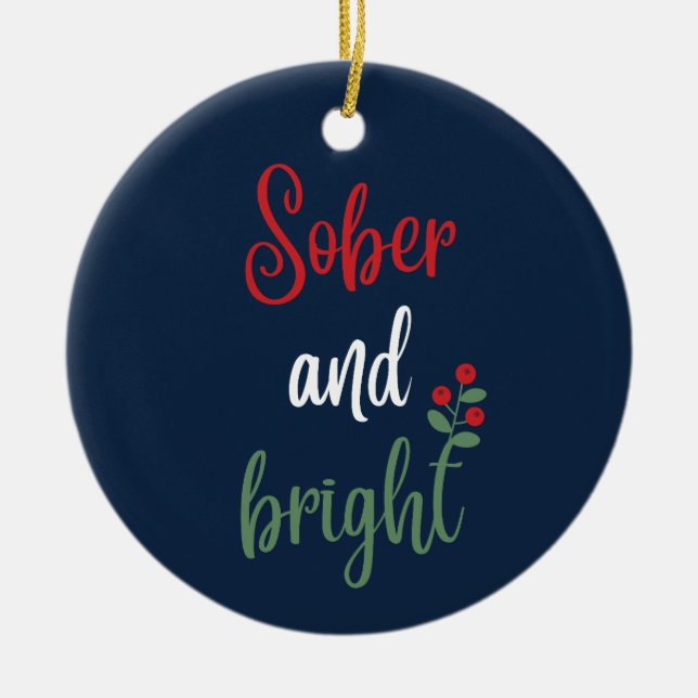 Customisable Name Sober Christmas Keepsake Gift Ceramic Tree Decoration (Front)