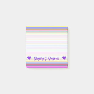 Customisable Name; Stripes of Various Colours Post-it Notes