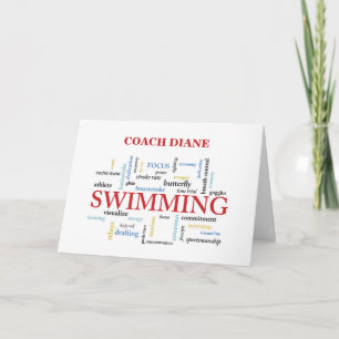 Customisable Name Swimming Coach Thank You In Word Card