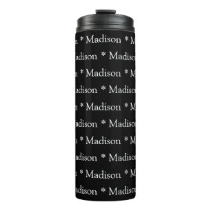 Customisable name text pattern black white thermal tumbler