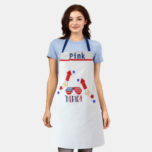 Customisable Name USA Flag Theme American Chef Apron