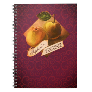 Customisable Name Vintage Apples Retro Recipe Notebook