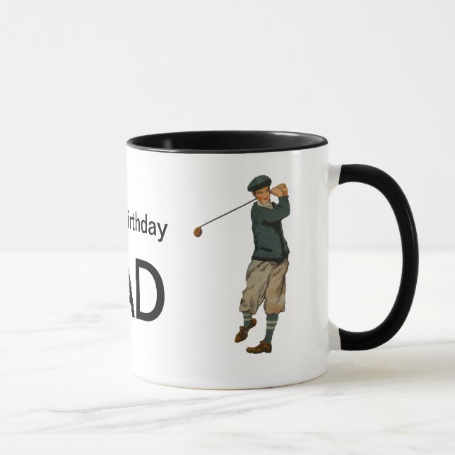 Customisable name Vintage look Golfer Golf  Mug (Right)
