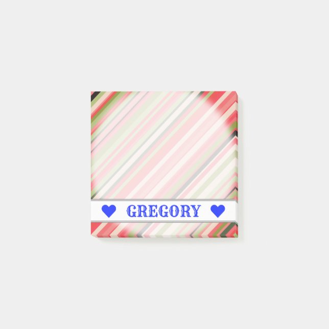 Customisable Name - Watermelon-Inspired Stripes Post-it Notes (Front)