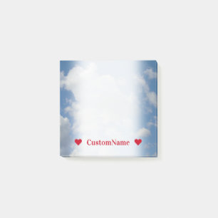 Customisable Name + White/Grey Clouds and Blue Sky Post-it Notes
