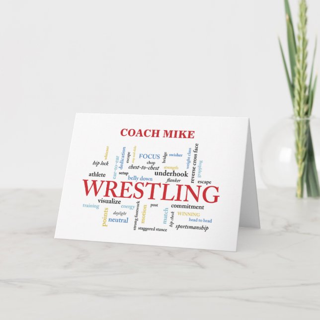 Customisable Name Wrestling Coach Thank You (Front)