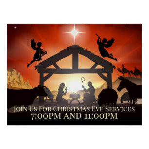 Customisable Nativity Scene Religious Christmas Poster