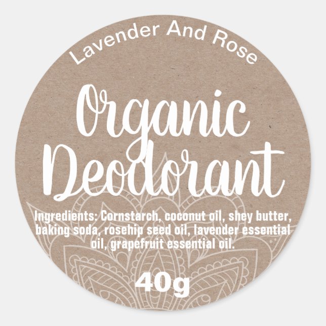 Customisable Natural Deodorant Label (Front)