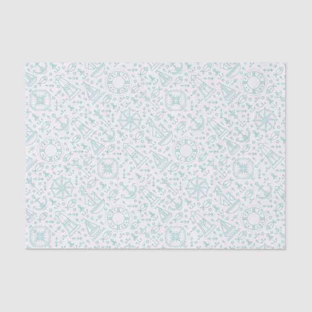 Customisable Nautical Green Pattern Design Tissue Paper (Front)