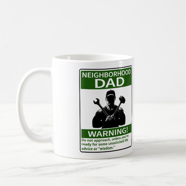 Customisable Neighbourhood Dad Warning Green Coffee Mug (Left)