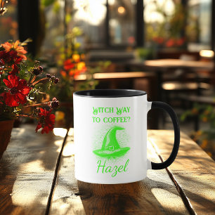 Customisable Neon Halloween - Green Witch Hat Mug