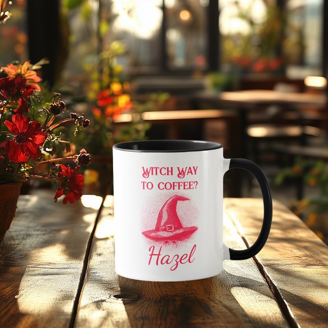 Customisable Neon Halloween - Red Witch Hat Mug (Creator Uploaded)