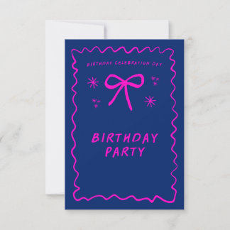 Customisable Neon Pink Birthday Invite
