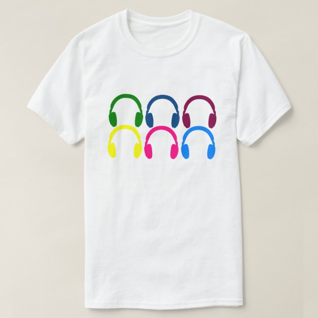 Customisable Neon Rainbow Headphones T-Shirt (Design Front)