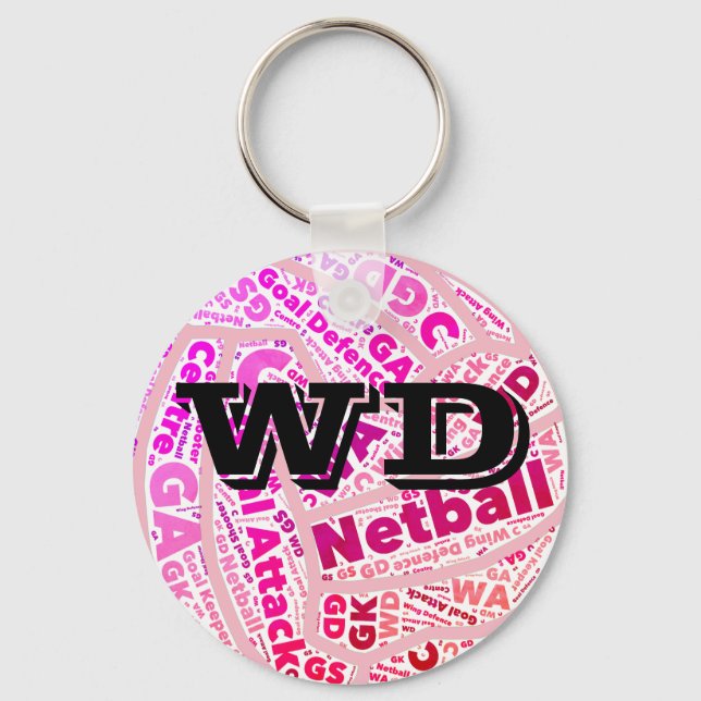Customisable Netball Player Position Ball Design Key Ring (Front)