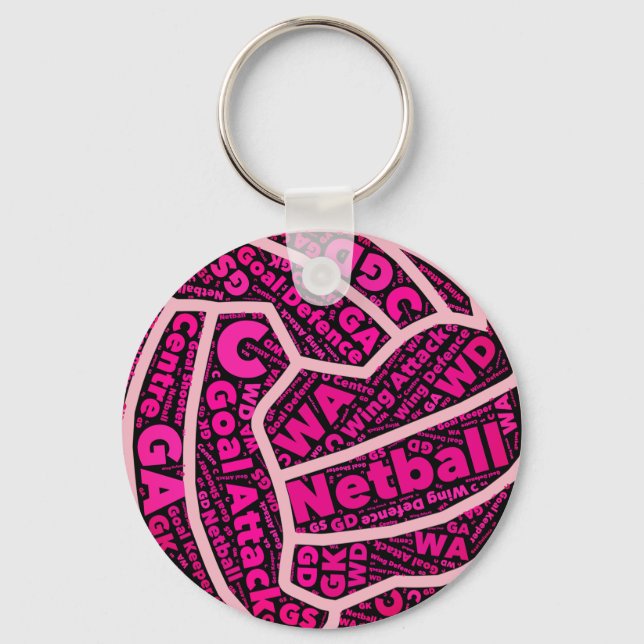 Customisable Netball Positions Ball Design Key Ring (Front)